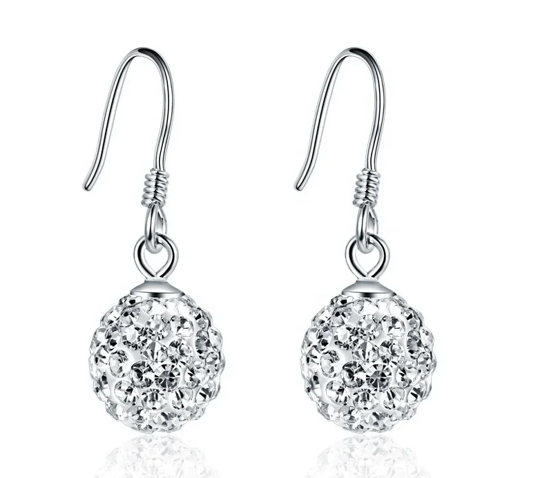 925 Sterling Silver Dangle Crystal Ball Earring For Girls Crystal Earring For Women,Cz Drop Earrings For Girls 1