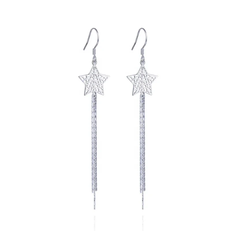 2021 Trendy Fashion Earrings S925 Silver Star Long Tassel Earrings Jewelry Wholesale 1