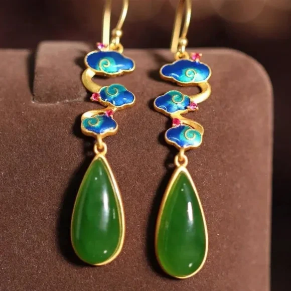 Factory Sell Chinese Retro Jade Earrings Jewelry For Women 1
