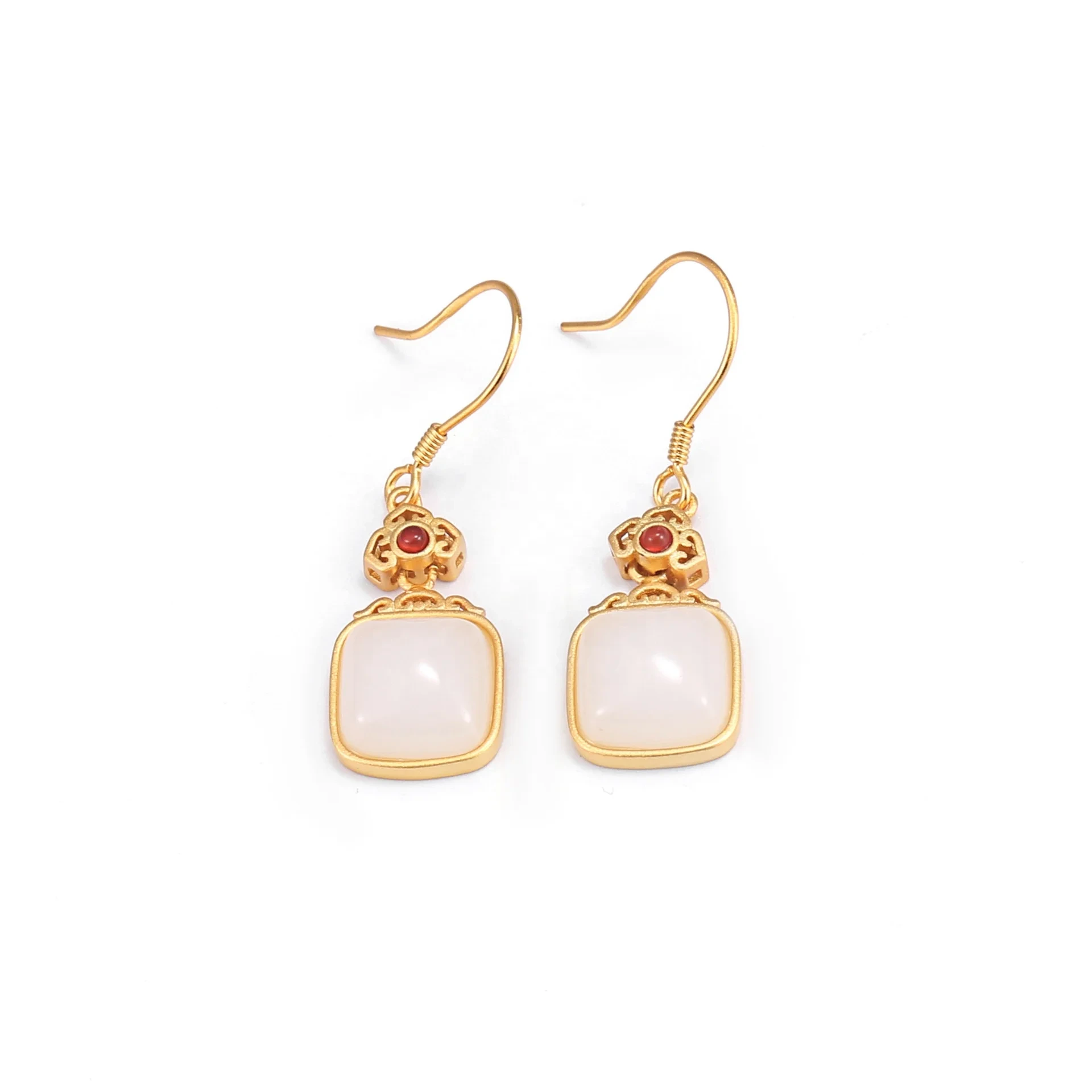 Gold Plated Jewelry Fashion Jewelry Bulk Wholesale 925 Silver Fancy Elegant Hetian Jade,Agate Earrings Women 1