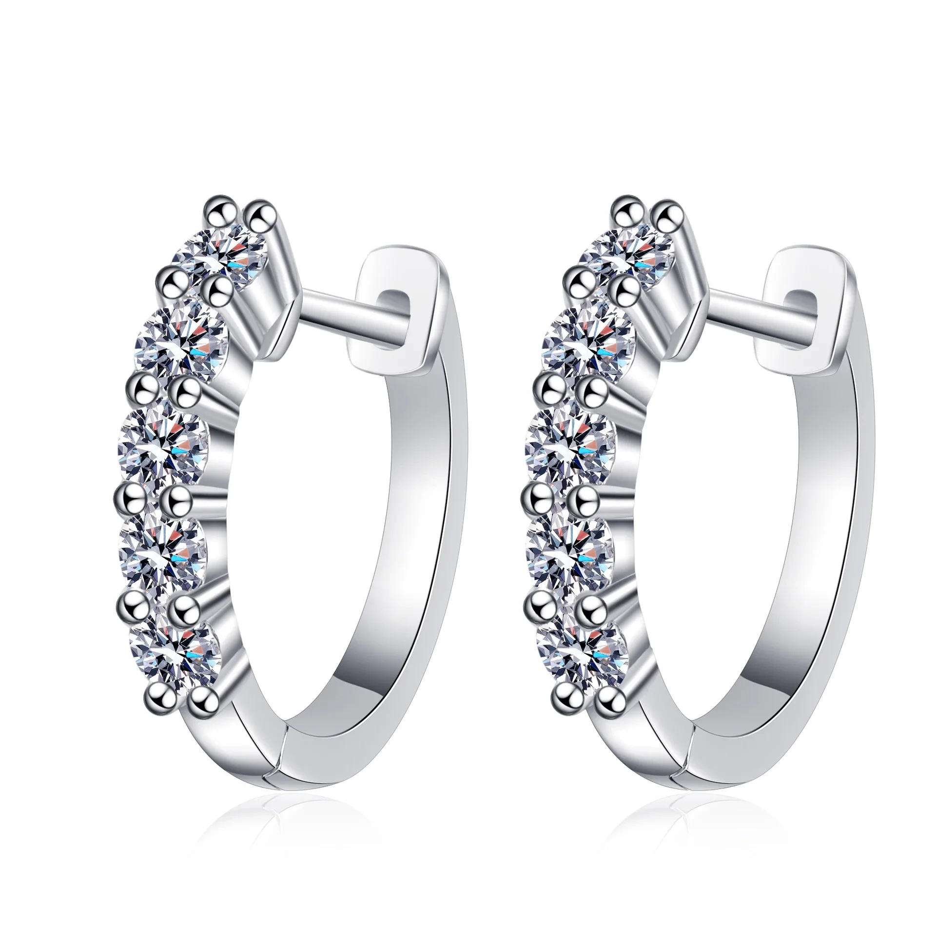 925 Sterling Silver Minimalist Bling Mama Moissanite Funky Hoop Filled Jewelry Earrings For Women 1