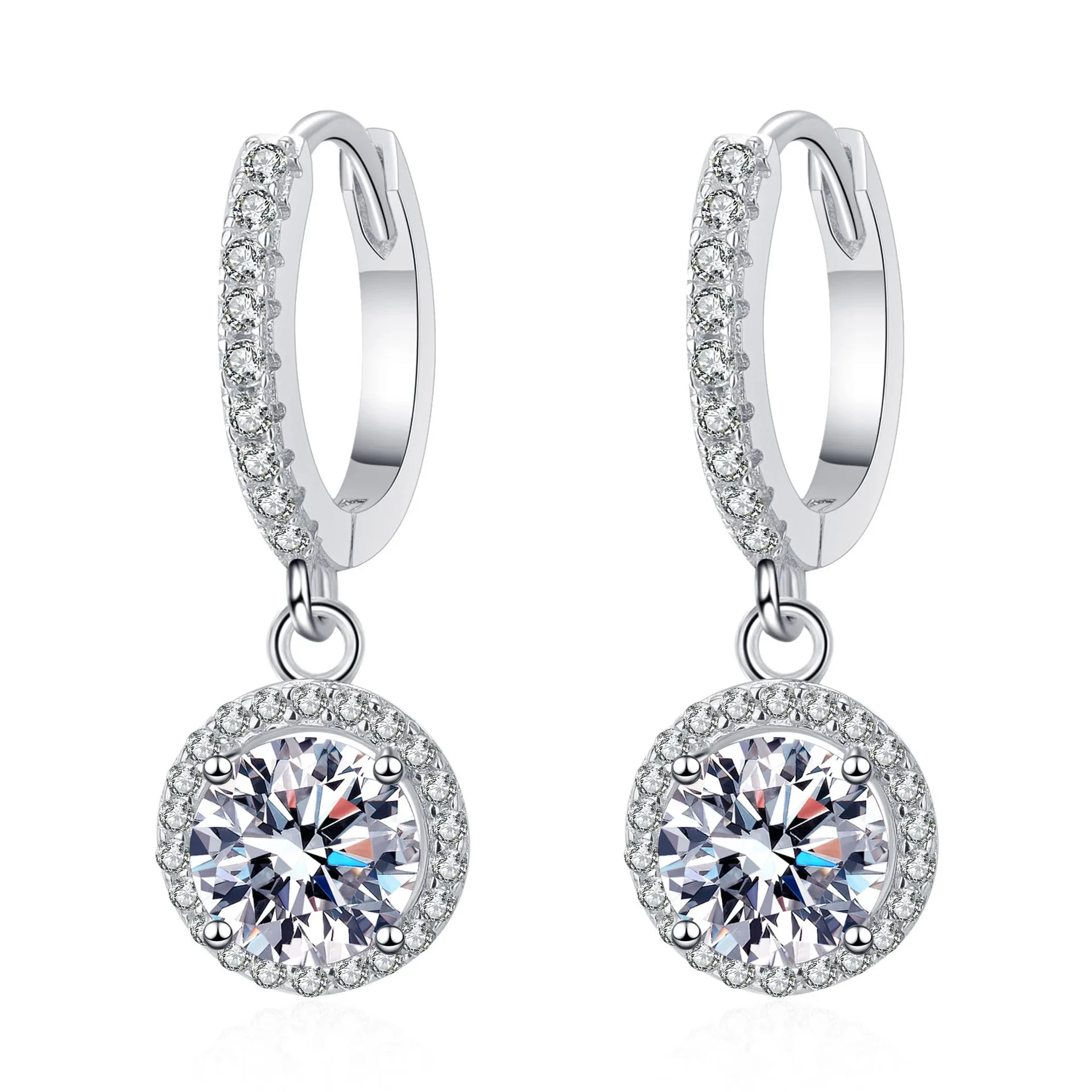 Elegant 2ct Grade D 925 Sterling Silver Brilliant Cut Moissanite Channel Set Hoop Earrings In Mossinate 1