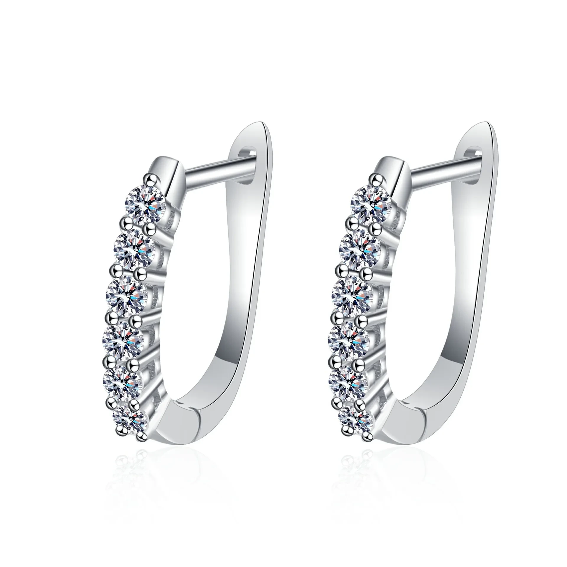Round Cut Ice Out Vvs D Color Grade Luxury S925 Sterling Silver Moissanite Diamond Huggie Hoop Earrings For Women 1