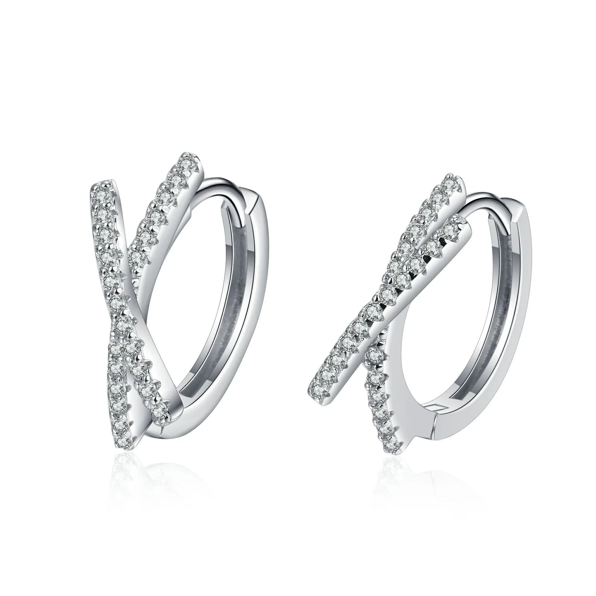 Modern 925 Silver Hypoallergenic Earring Hooks Cross Silver Moissanite Chunky Hoop Earrings For Women 1