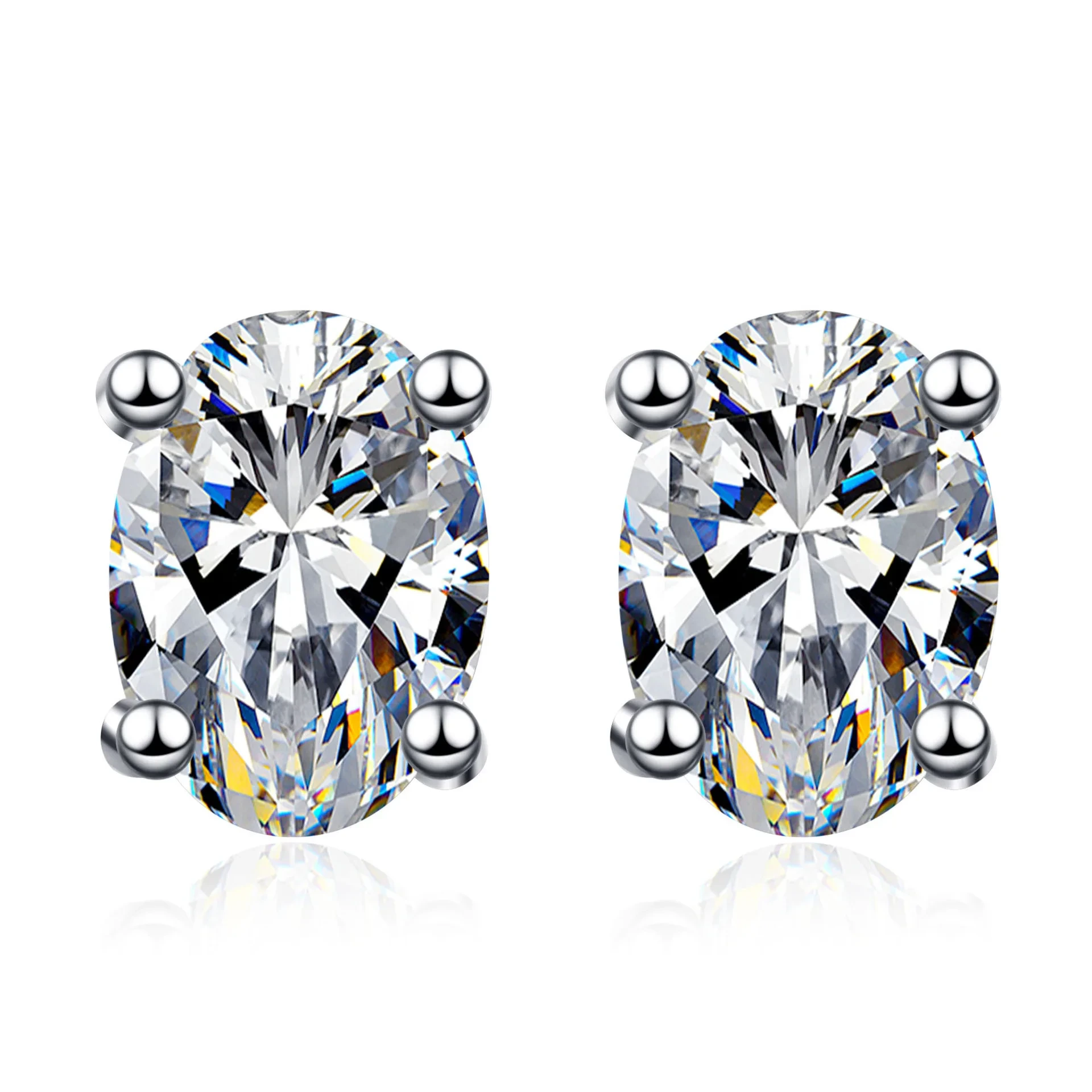 New 1ct/2ct Moissanite Luxury Earrings 2024 Trendy Fine Jewelry Earrings 925 Silver Oval Cut Moissanite Earrings 1