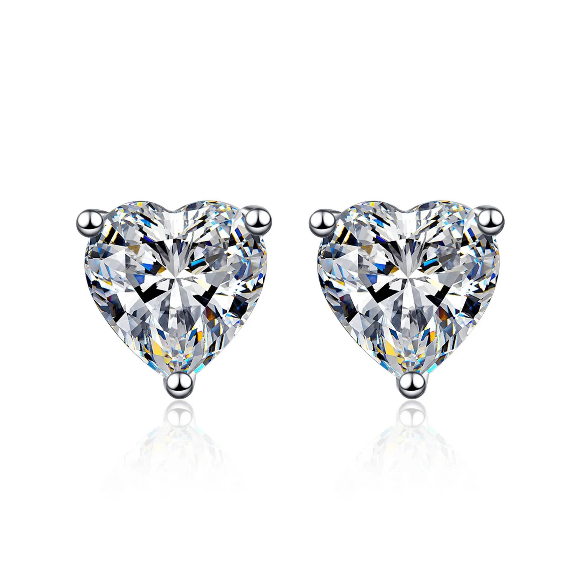 Fashion 925 Sterling Silver 2ct/ 4ct Luxury Fashion Jewelry Heart Charming Earrings Love Earing Stud For Women 1