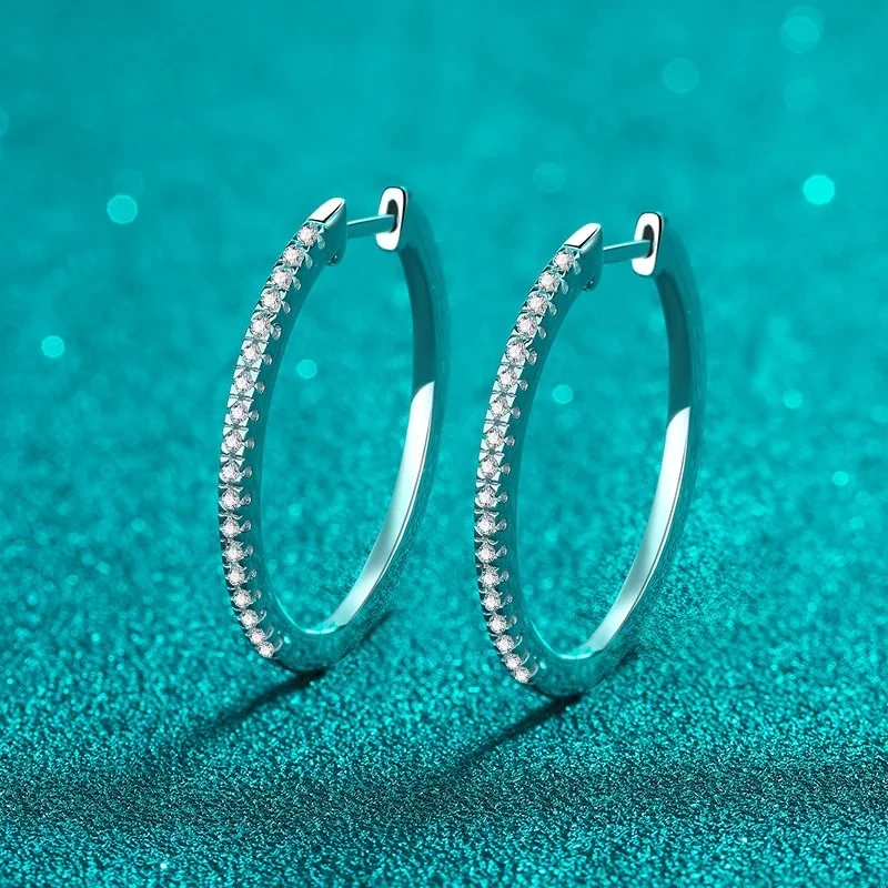 2024 Fashion Western Earrings Huggie Silver 925 Sterling Silver Moissanite Hoop Earrings For Mum 1