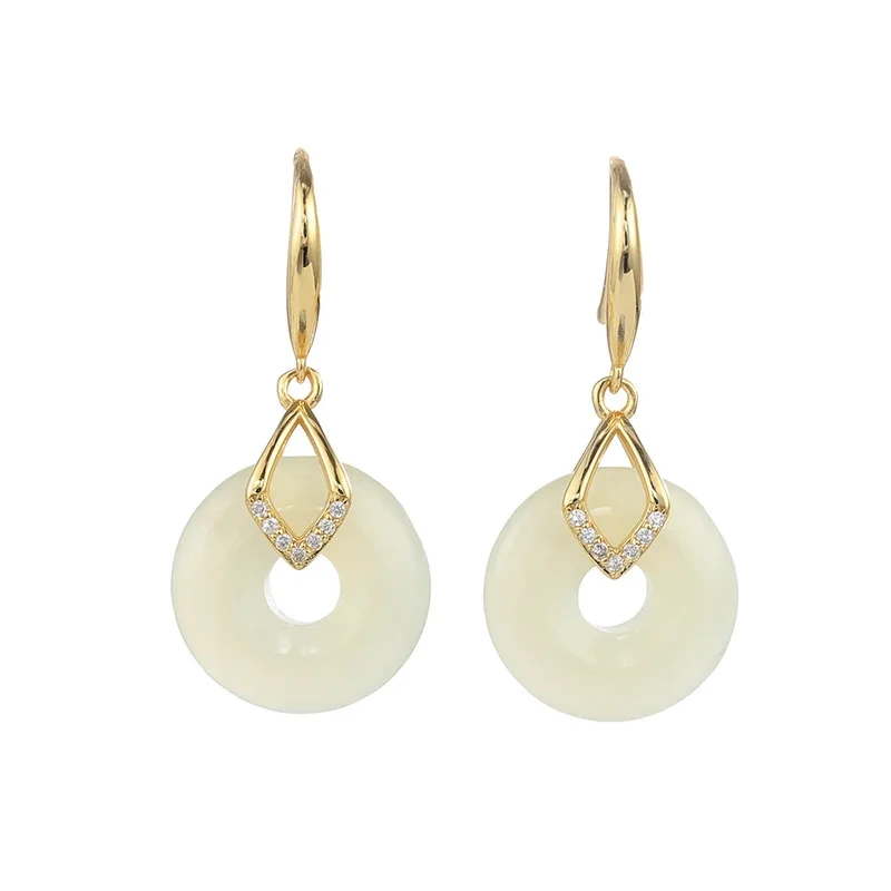 Retro Style S925 Silver Long Earrings Women's Vintage Geometric Easter Acrylic Safety Buckle Earrings 1