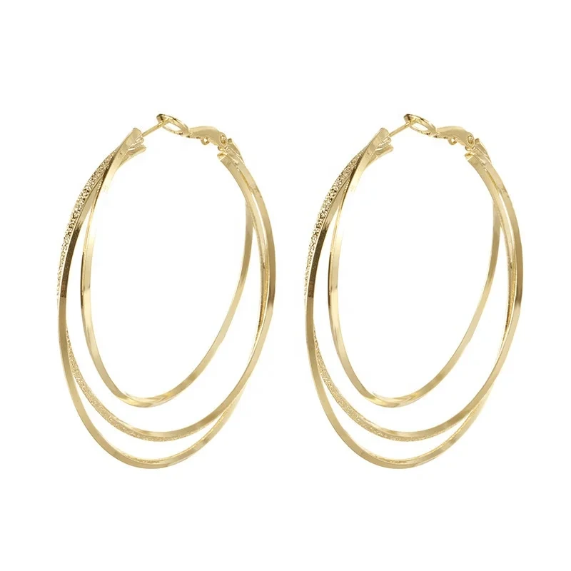 2023 New Trendy 925 Silver Needle 18k Gold Filled Multi Layer Large Hoop Earrings Set For Fashion Woman 1