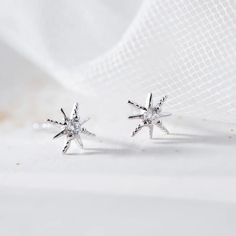 New S925 Sterling Silver Korean Earrings Stud Star Mini Stud Earrings Set 1