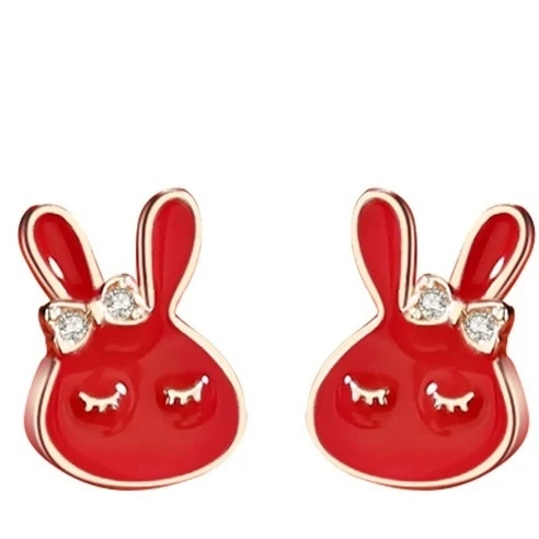 Warm Color Changeable 925 Sterling Silver Stud Earrings For Women Red Rabbit Earrings Set Of Stud Earrings 1