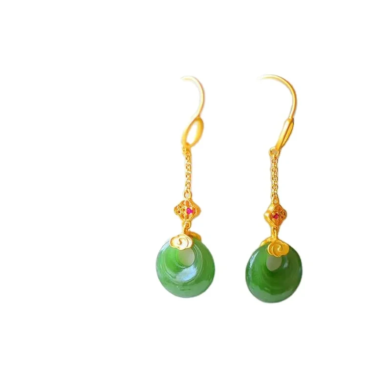 Wholesale Chinese Style Natural Hetian Jade Earings Jewelry For Ladies 1