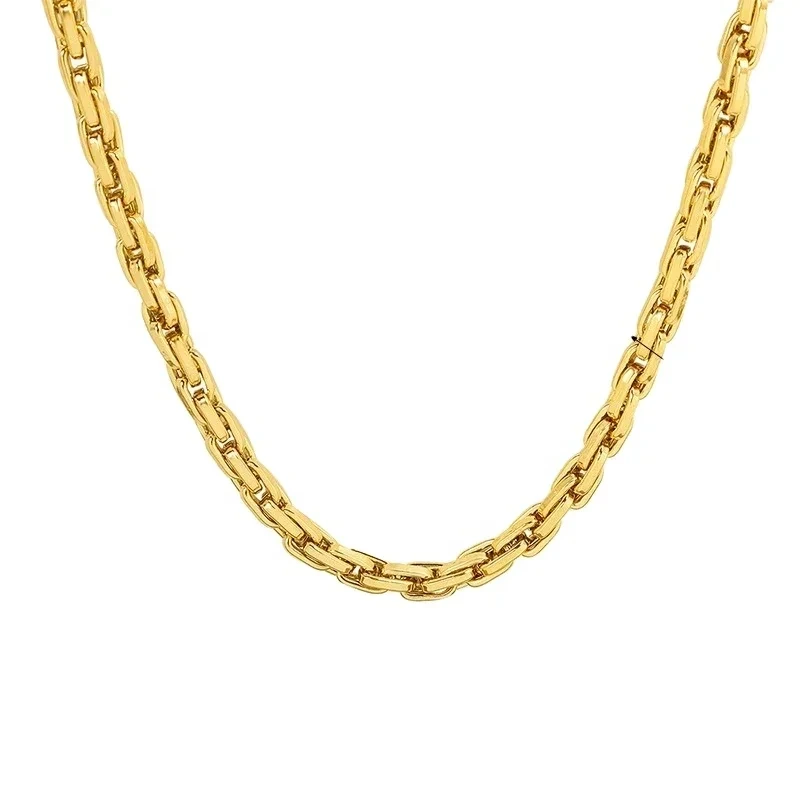 6mm Thick 18k Gold Plated Gold Plated Stainless Steel Cuban Link Chain Rope Twist Waterproof Women Chain Necklace 1