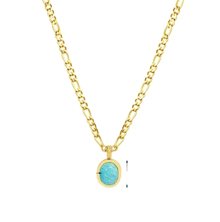 Wholesale New Trendy Small Moq Stainless Steel 18k Gold Plated Choker Necklace Natural Blue Stone Necklace For Women 1