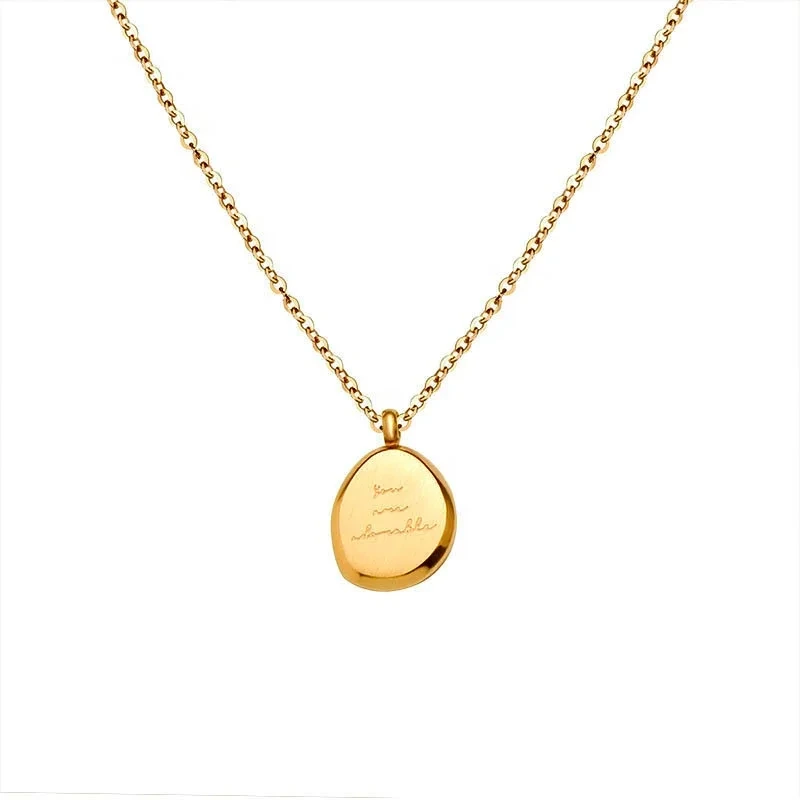 Hot Sell High Quality 316l Stainless Steel 18k Gold Elliptic Type Letter Initial Jewelry Necklace 1
