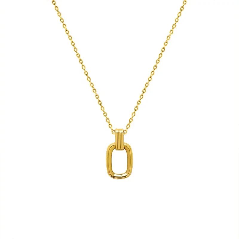 Trendy Jewelry Niche Chocker 18k Gold Geometric Pendant Necklace Female Steel Stainless Necklace 1