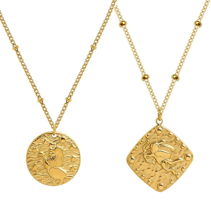 Trendy Niche Cupid Lion Coin Necklace Titanium Steel 18k Gold Plated Men And Women Jewelry 1