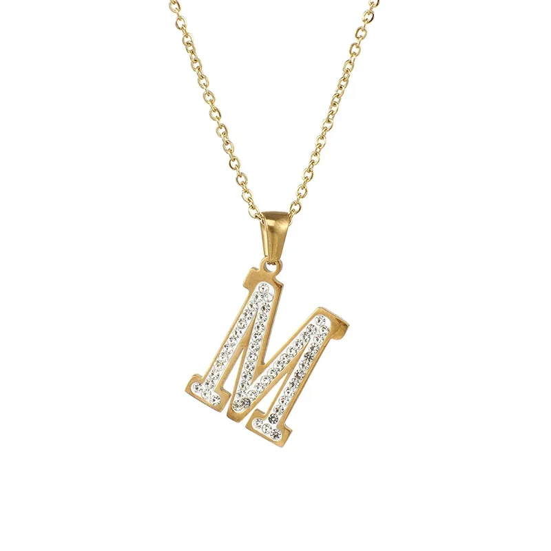 Drop Shipping Jewelry Rose Gold Plated Necklace 18k Plating Stainless Steel Inital Letter Chain Necklace 1