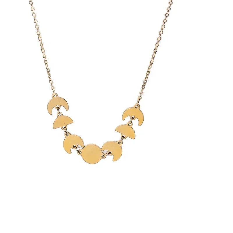 Drop Shipping 18k Gold Plated Vintage Moon Pendant Necklace Women For Valentines Day Necklace 1