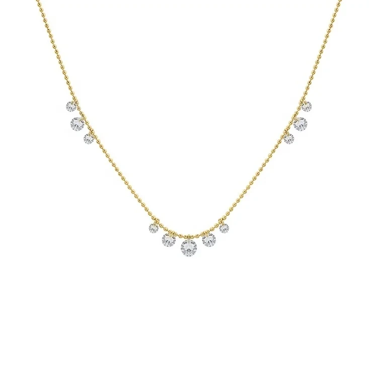 18k Gold Plated Zircon Stainless Steel Long Beaded Necklace Beads Necklace Jewelry For Women 1