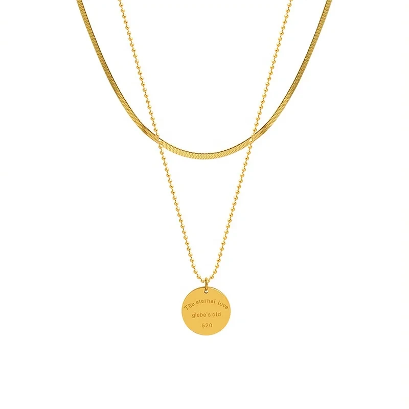 New Arrival Double Multi Layer Coin Necklace 18k Gold Plated Stainless Steel Necklace For Women 1