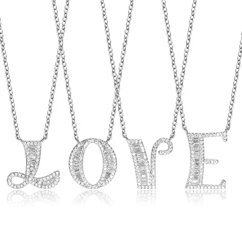 2024 Trendy Silver Plated Zircon Your Name My Surname 26 English Alphabet Custom Women's Letter Necklace 1