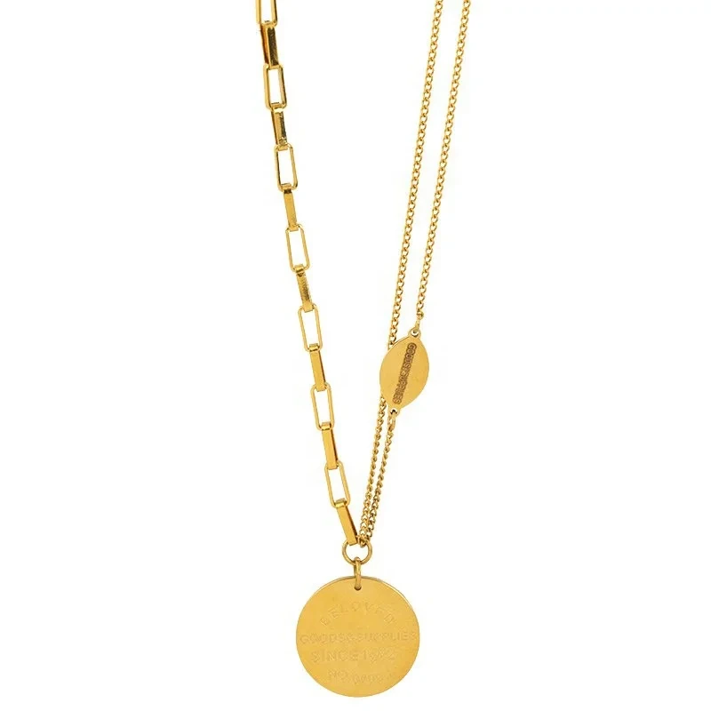 No-fading Waterproof Necklace Light Luxury Double-layer T Buckle Round Brand 316l Stainless Steel Necklace Chain 1