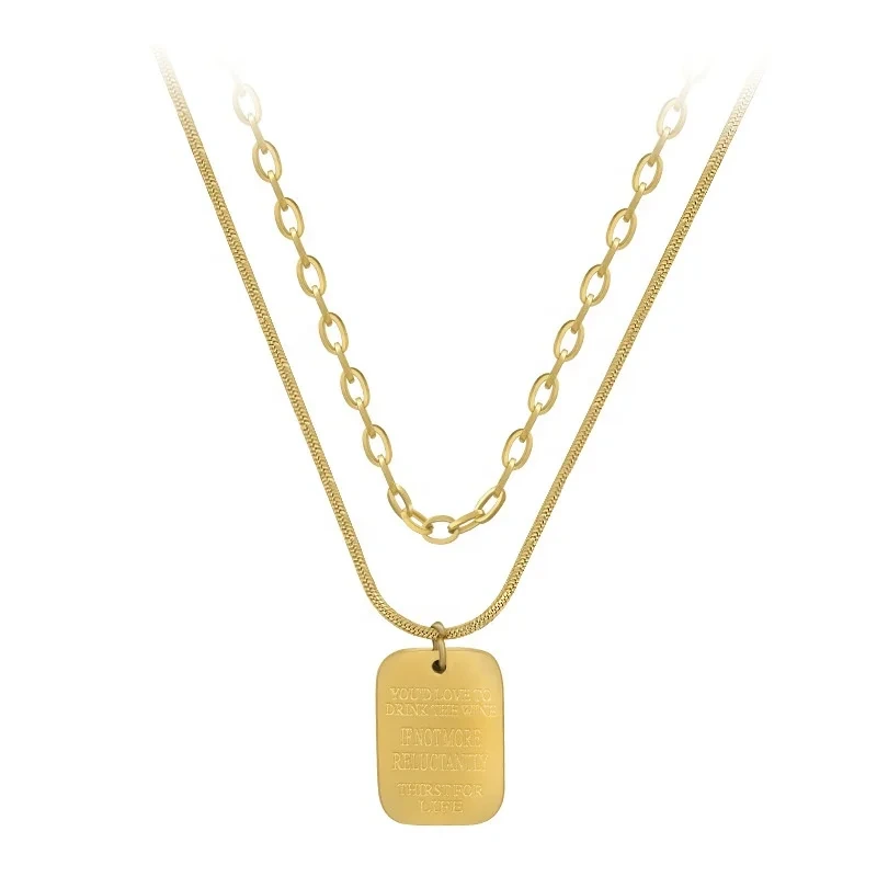 2023 Titanium Steel Hip-hop Chain Link Chocker Necklace Men Women 18k Gold Plated Link Chain Necklace 1