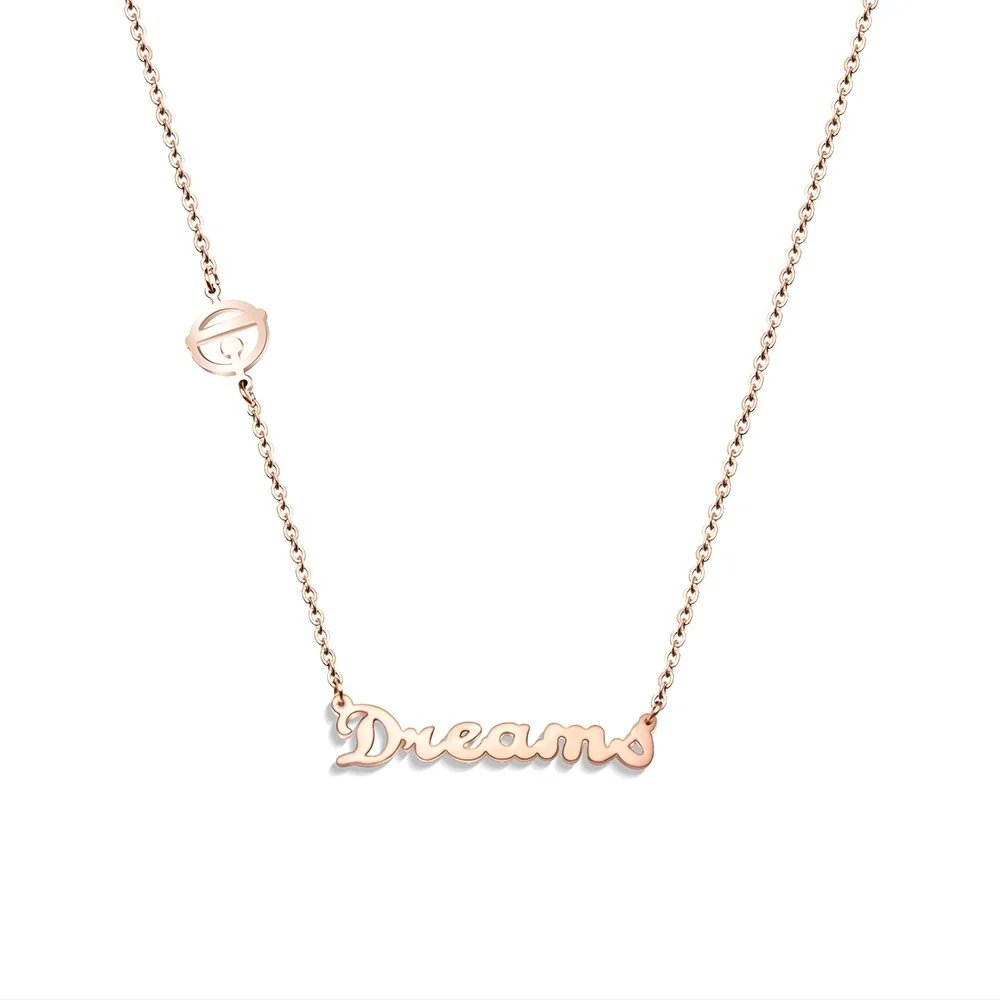 Dream Letter Necklace Pendant Bell 361l Titanium Steel 18k Gold Chain Necklace For Women 1