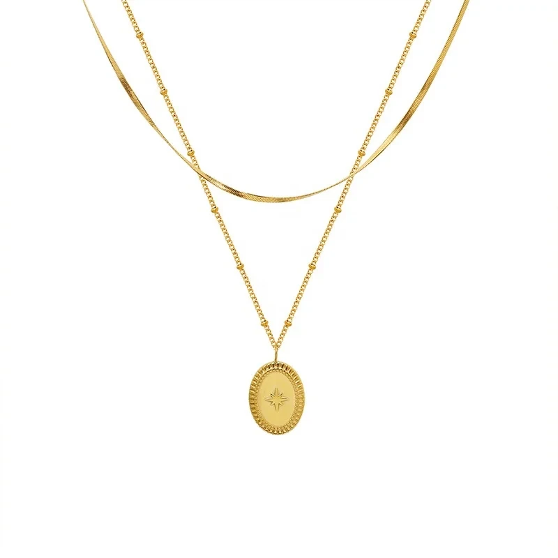 Trendy Double Layer Chains Tarnish Free Necklaces 18k Gold Plated Necklace Fashion Gold Stackable Necklace 1