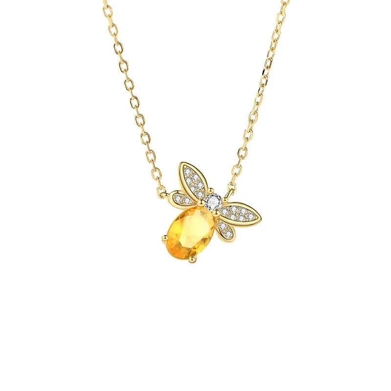 Girls Designer Silver Necklace 925 Sterling Silver Necklace Zircon Honeybee Collar Sweater Chain For Woman New Arrival 2023 1
