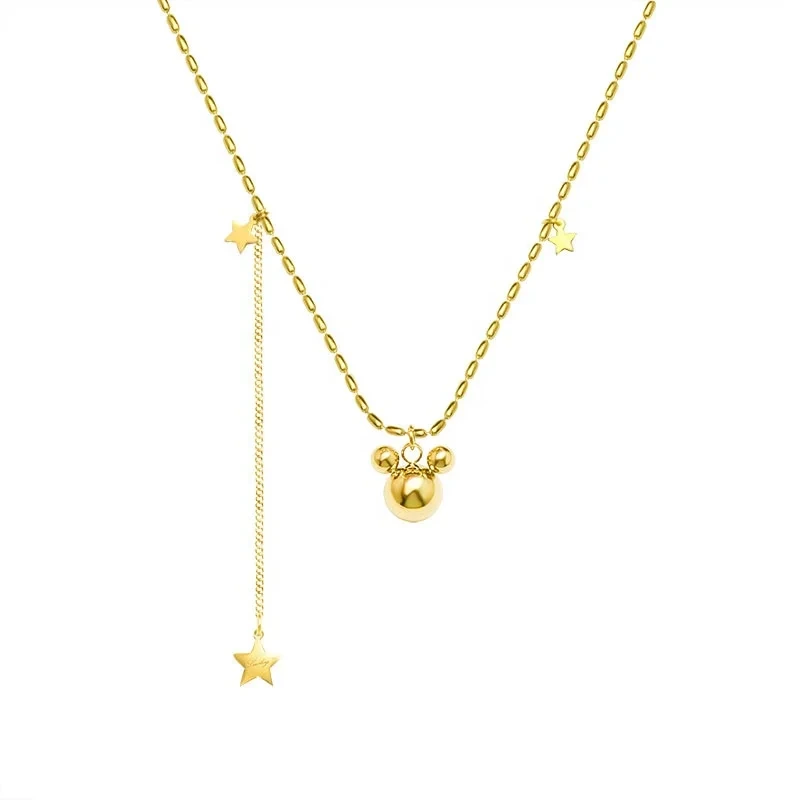 High Quality 18k Gold Plated Steel Quote Necklaces For Women New In Fashion Jewelry Mickey Pendant Long Necklace For Women 1