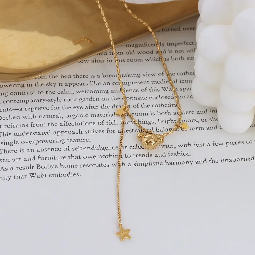 Stainless Silver Necklace Steel /Gold by SLKS Jewelry 6