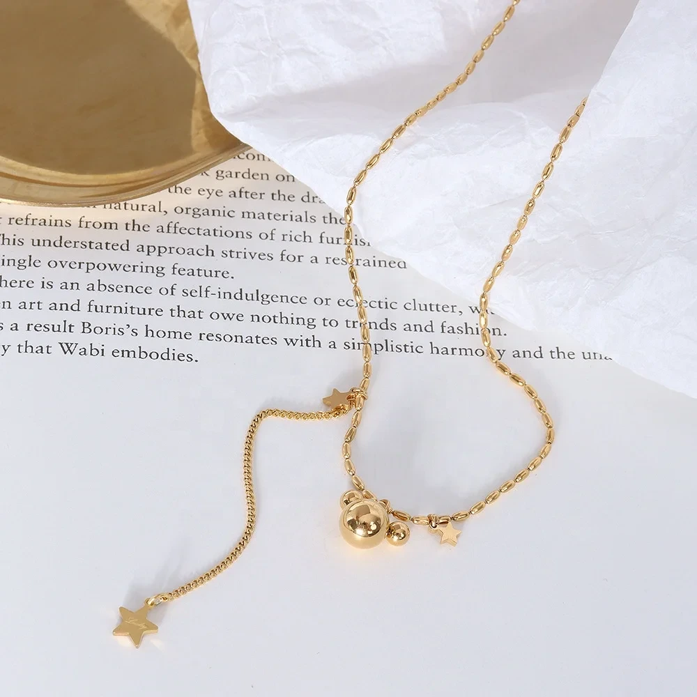 Stainless Silver Necklace Steel /Gold by SLKS Jewelry 3