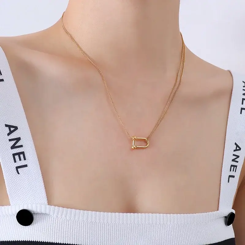 Stainless Silver Necklace Lock Pendant Necklace by SLKS Jewelry 4