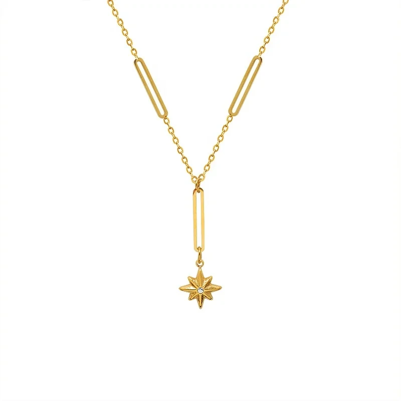 Fashion Chocker Eight-star Necklace Titanium Steel Hand Made 18k Gold Plated Necklace 1