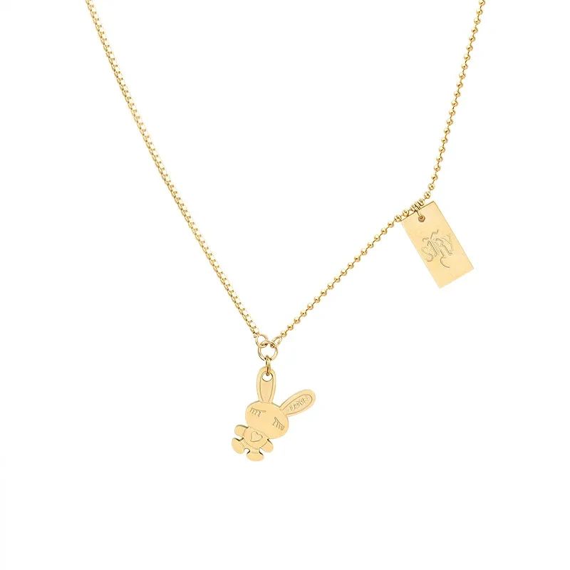 New Fashion Stainless Steel 18k Gold Plated Animal Necklace Pendant Bunny Women's Necklace 1