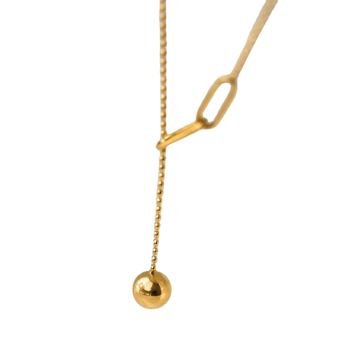 2023 Fashion Gold Plated Tassel Beads Choker Necklace Women Stainless Steel Chain Necklace 1