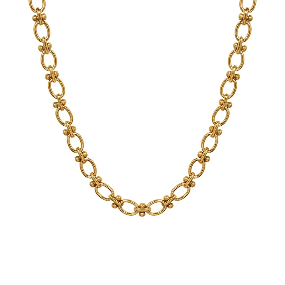 French Ins Style European And American Chain Chocker Necklace Titanium Steel 18k Gold Necklace 1