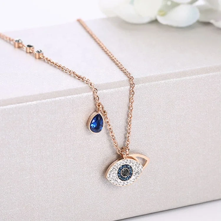 Fashion Devil Eye Pendant Necklace Stainless Steel Long Necklace 1