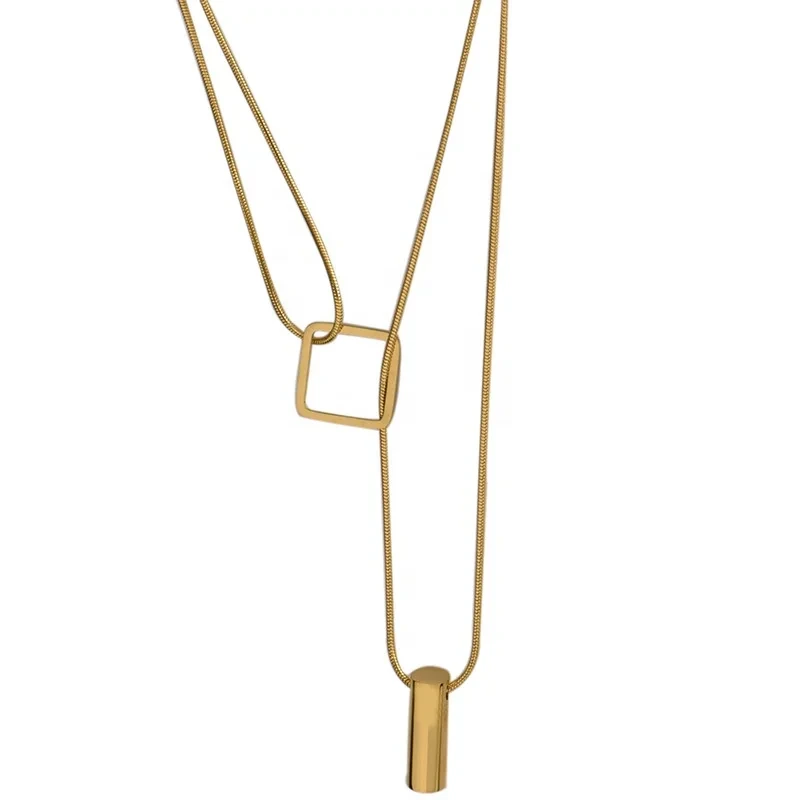 Simple Style Multilayer Necklace Stainless Steel 18k Gold Trending Stainless Steel Multilayer Necklace For Women 1