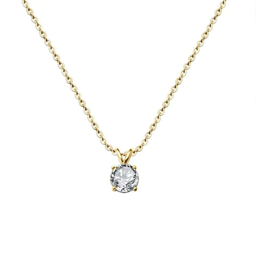 Factory Price Women Jewelry Wholesale Zircon Pendant Silver Crystal Necklace 1