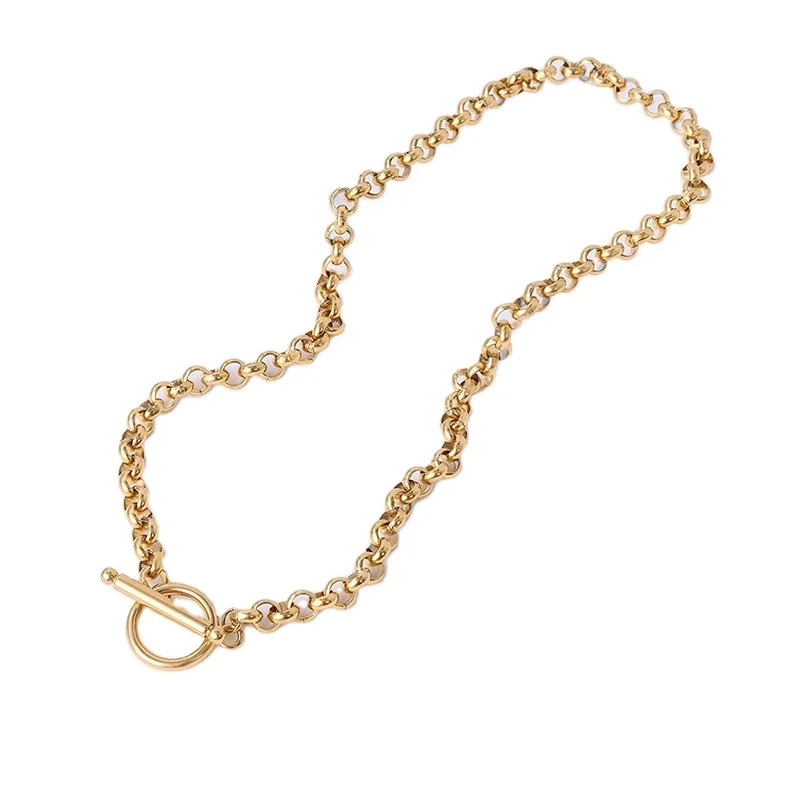 Fashion Non Tarnish Jewelry 18k Gold Plated Hypoallergenic Hip Hop Belt Buckle Necklace For Women 1