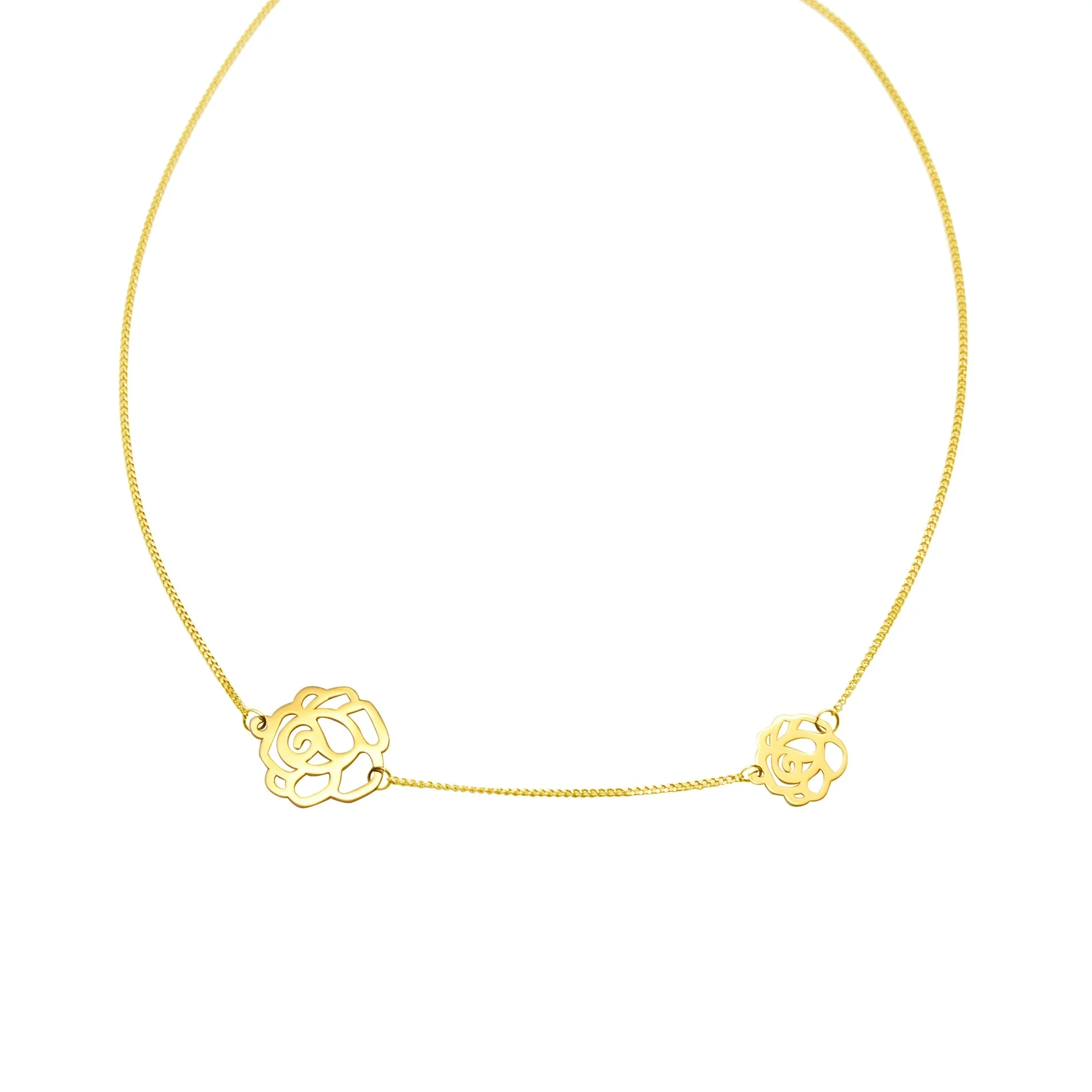 18k Gold Plated Hollow Rose Chocker Titanium Steel Gold Collar Chocker Necklace For Woman 1