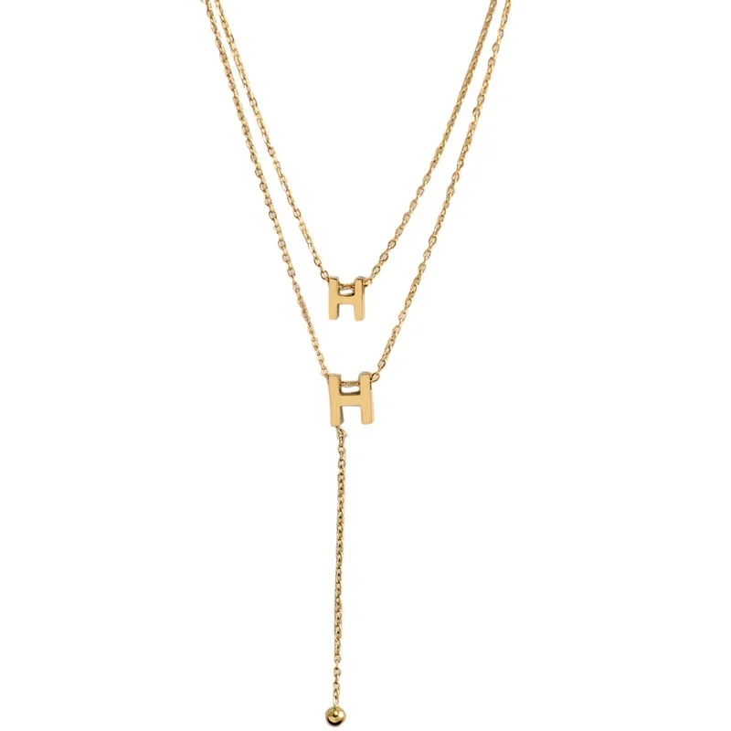 Low Price Jewelry Necklace Stainless Steel Sales Wholesale Price 18k Plated Gold Necklace Letter H Fashion Jewelry Necklaces 1