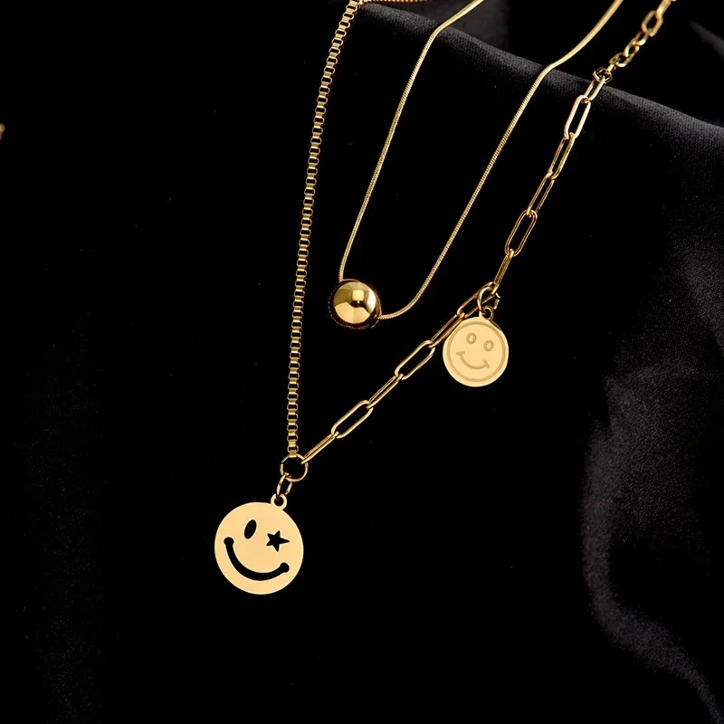 Hot Stainless Steel Necklace Bulk Smile Face SLKS Jewelry Brand 3