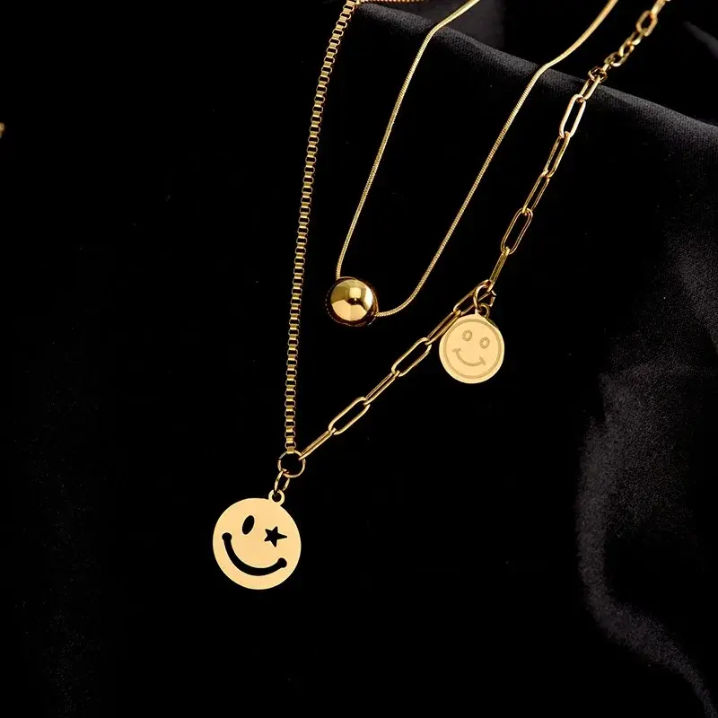 Hot Stainless Steel Necklace Bulk Smile Face SLKS Jewelry Brand 3