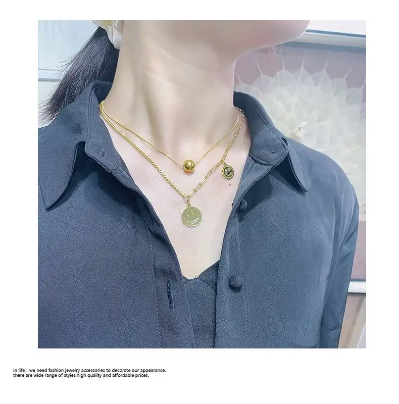 Hot Stainless Steel Necklace Bulk Smile Face SLKS Jewelry Brand 6