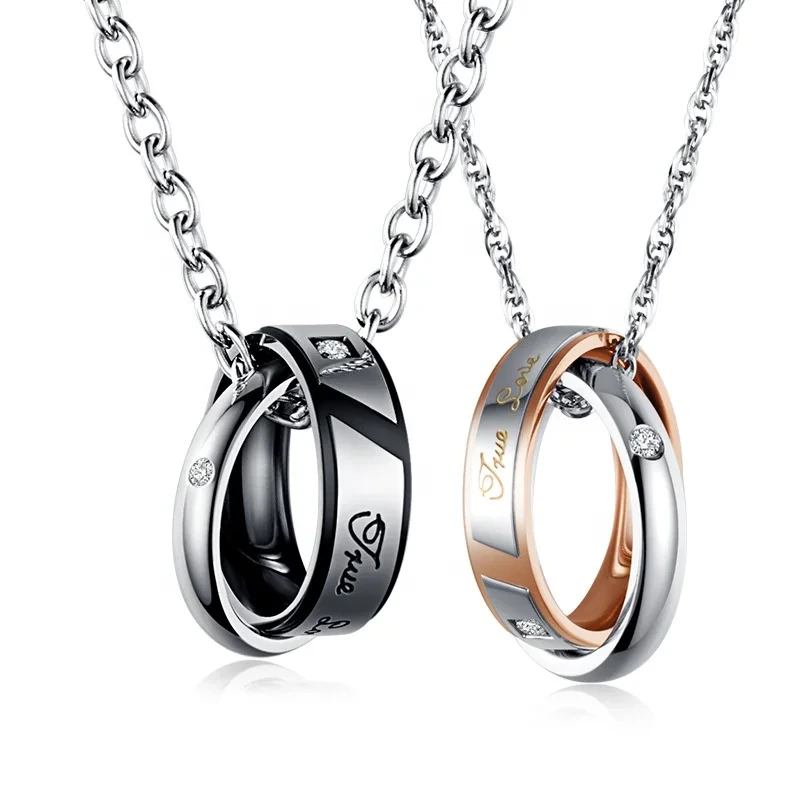 New Fashion And Hot Sell Stainless Steel Couple Necklace Ring Necklace Pendant Necklace Gift For Wife 1