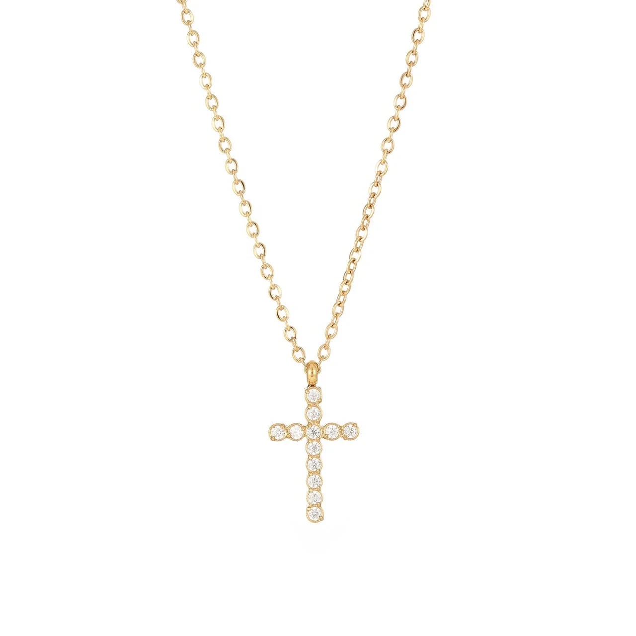 Hot Selling Light Luxury Fashion Cross Necklace Gold Diamond Stainless Steel Cross Pendant Necklace For Women 1